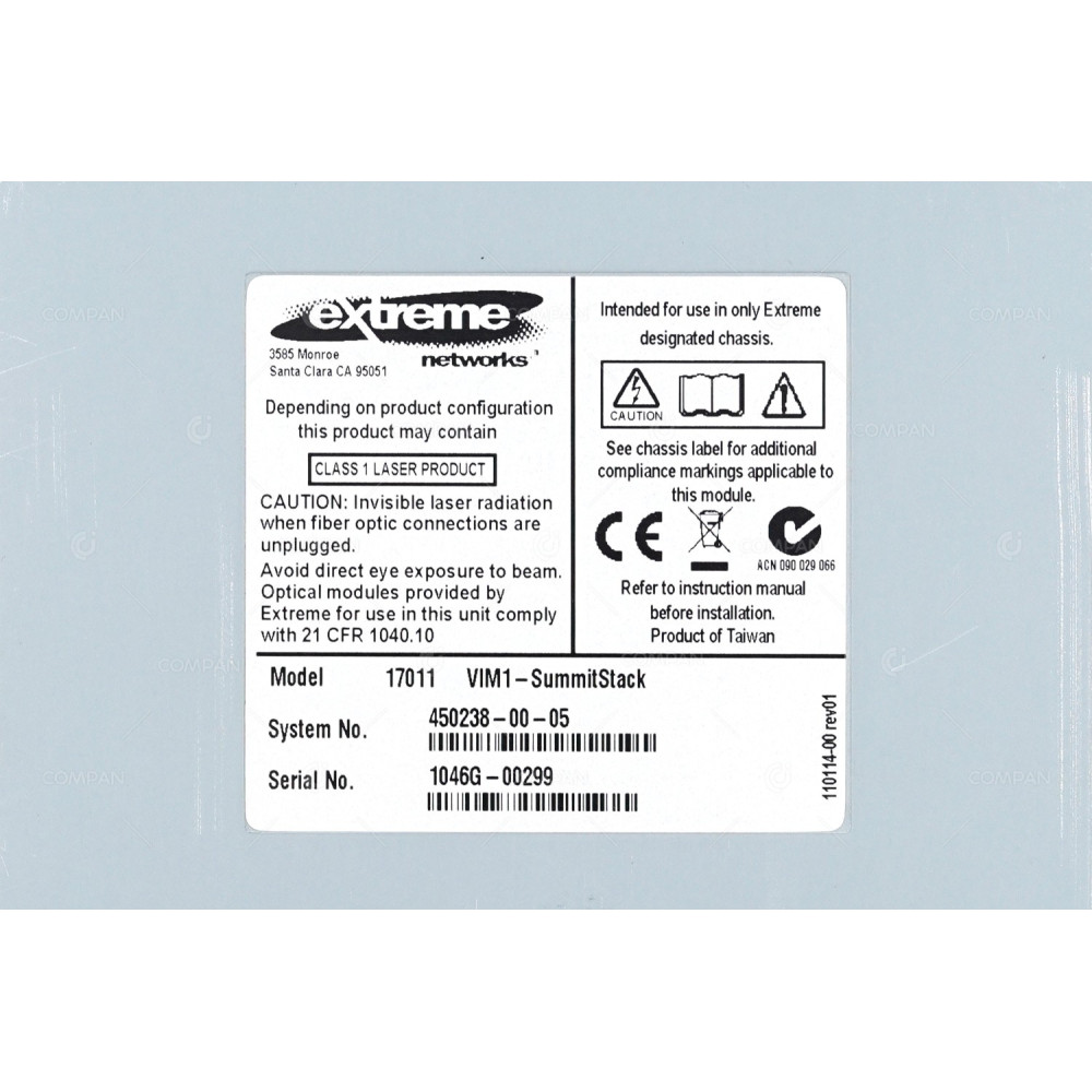 17011 EXTREME NETWORKS 2-PORT 20GB STACKING 4-PORT 1GB SFP MODULE FOR X650-24X